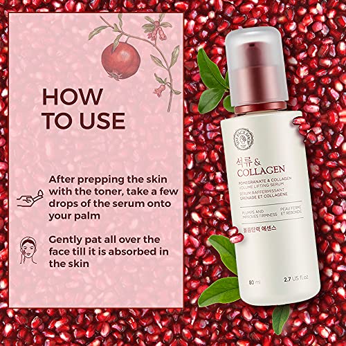 The Face Shop Pomegranate & Collagen Volume Lifting Serum - Helps Skin Look Firm & Supple - Reduces Fine Lines & Wrinkles - Improves Elasticity - Hydr
