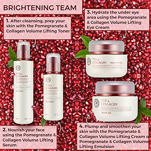 The Face Shop Pomegranate & Collagen Volume Lifting Serum - Helps Skin Look Firm & Supple - Reduces Fine Lines & Wrinkles - Improves Elasticity - Hydr