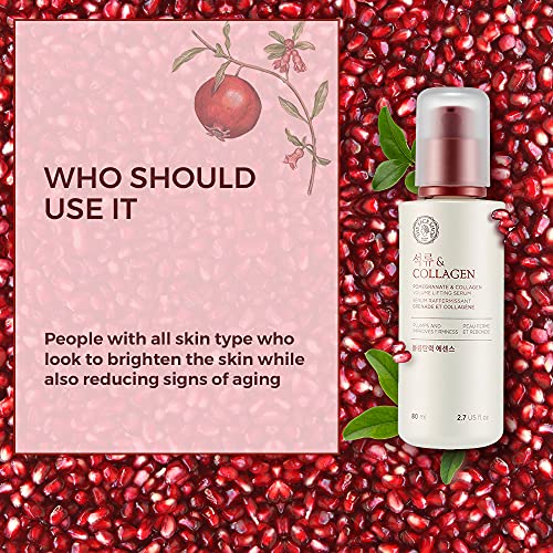 The Face Shop Pomegranate & Collagen Volume Lifting Serum - Helps Skin Look Firm & Supple - Reduces Fine Lines & Wrinkles - Improves Elasticity - Hydr