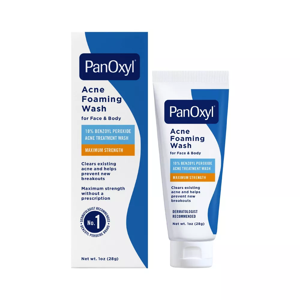 PanOxyl Foaming Wash, Maximum Strength Deep Cleaning with 10% Benzoyl Peroxide, 1 OZ