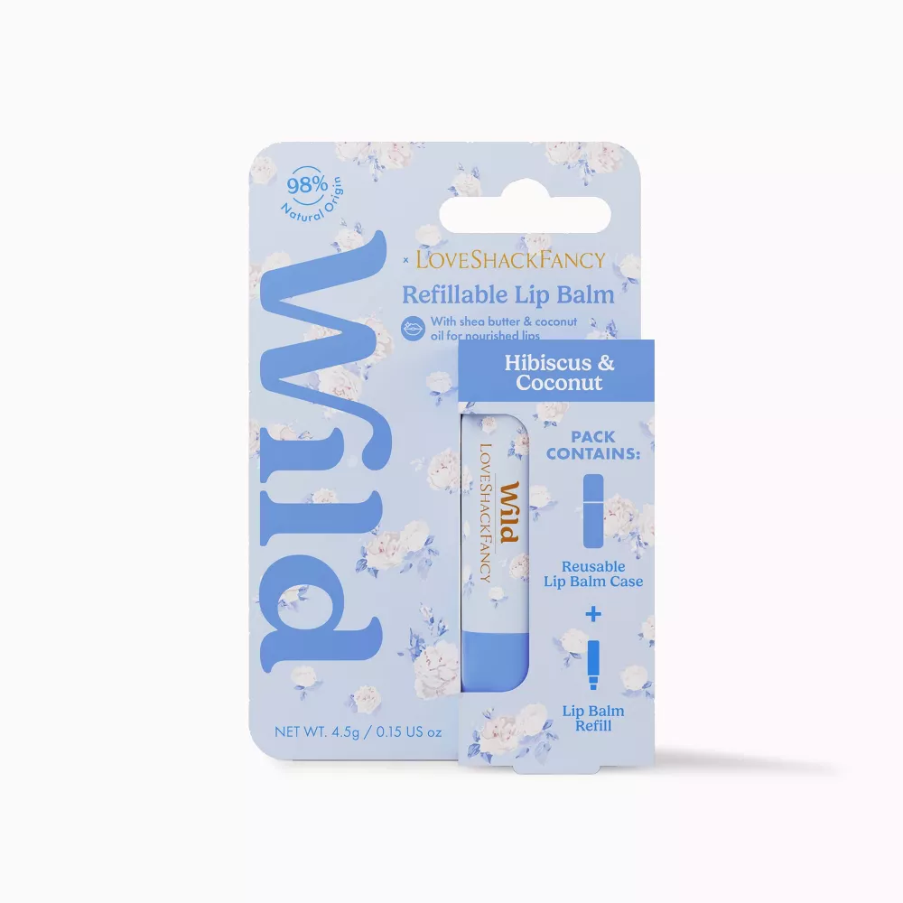 WILD LoveShackFancy - Everblooming Rosettes Lip Starter Whisper Blue/Hibiscus & Coconut Lip Balms - 0.15oz